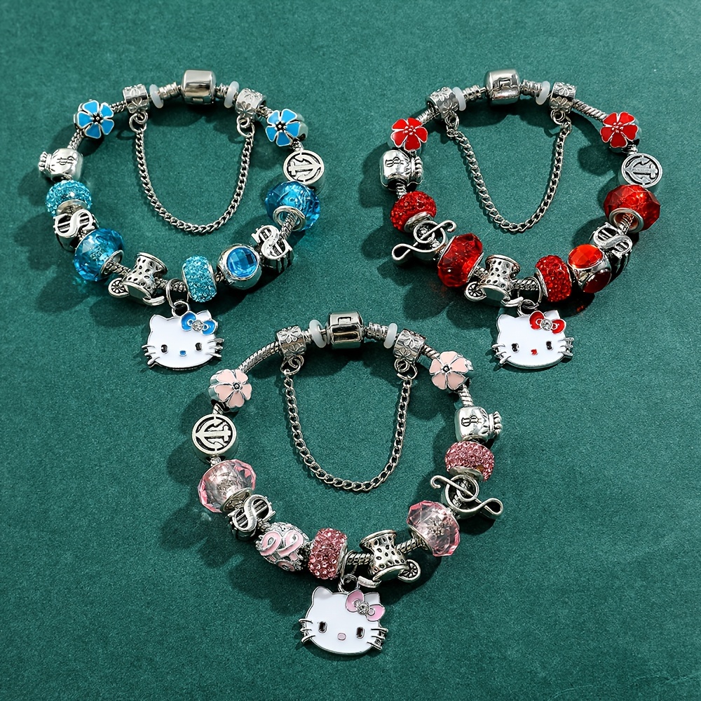 1pc Cartoon Anime Beaded Bracelet Sanrio Hello Kitty Couple Cute Girl  Bracelet Jewelry Gift