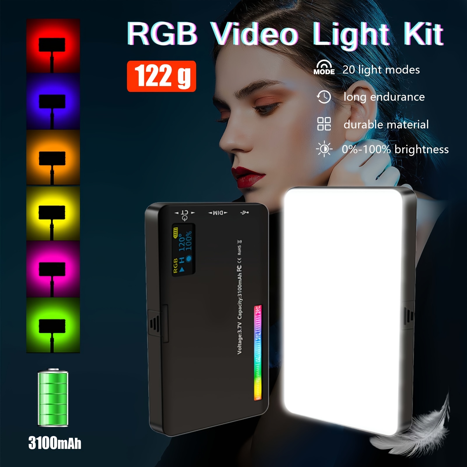 W200 Potable Éclairage vidéo LED RVB 2500K-9000K avec pour la photographie  historique Selfie magnétique de la lumière pour  Vlog Live Stream -  Chine Ordinateur de poche LED RVB de remplir la