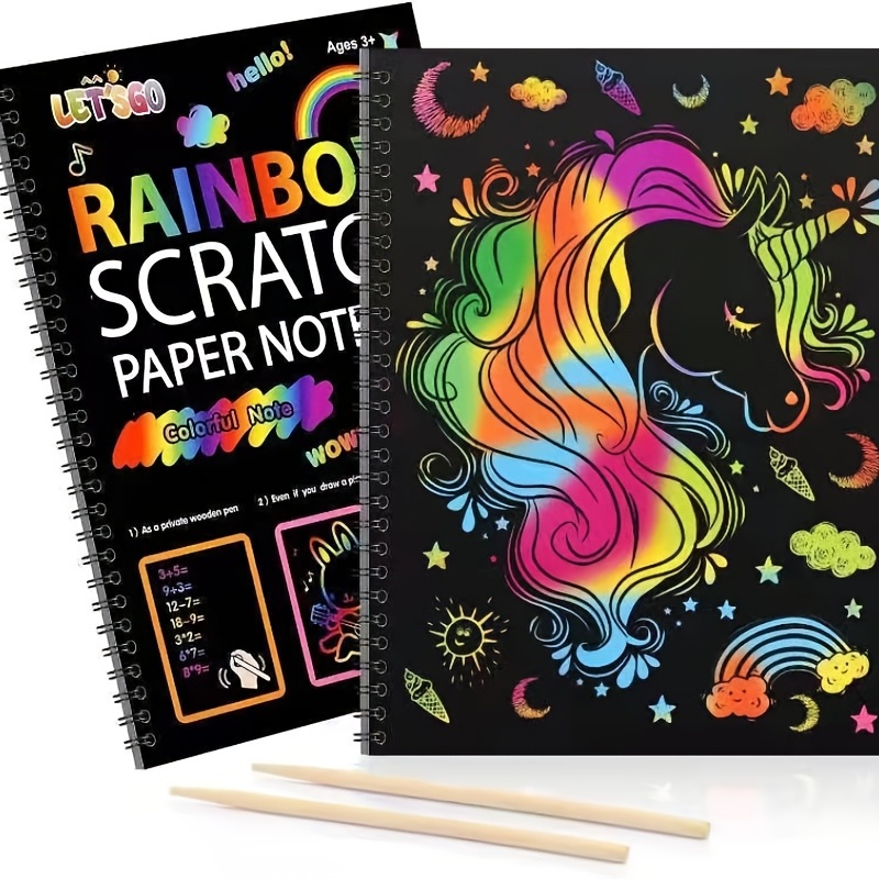 4 Pack Rainbow Scratch Art Notebooks 50 Pieces Set Easter Cards