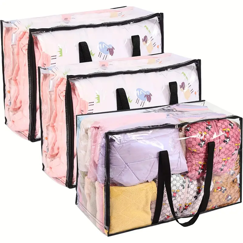 Sturdy Clear Storage Bags With Double Zippers And Handles - Temu