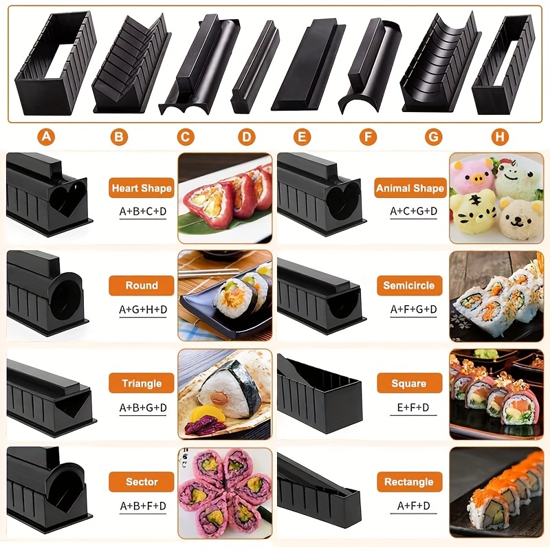 11Pcs Sushi Making Kit Sushi Maker Kit with Sushi Cutter Sushi Rice Roll  Mold Kitchen DIY Sushi Tool Set 