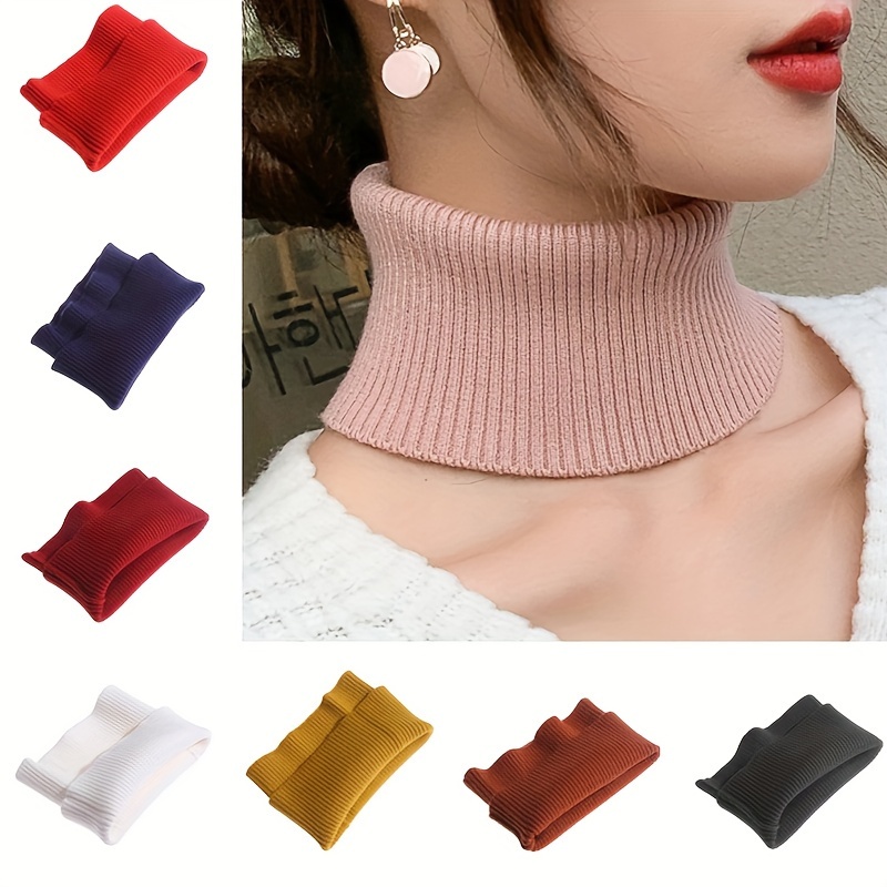 Simple Solid Color Knit Neck Gaiter Elegant Basic Stretchy - Temu