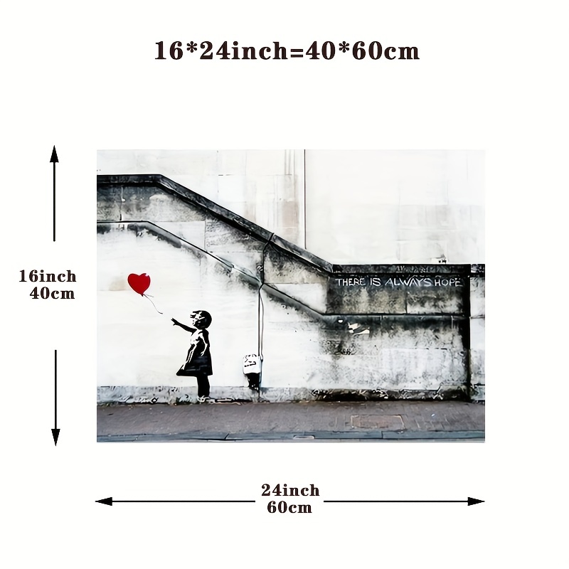 Canvas Poster Banksy Wall Art Canvas Painting Girl Heart - Temu