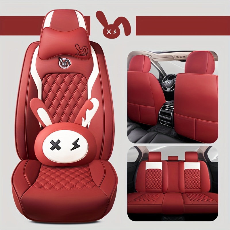 SALE公式 ユニバーサルレザーシートカバー 11PCS Comfortable Red 車