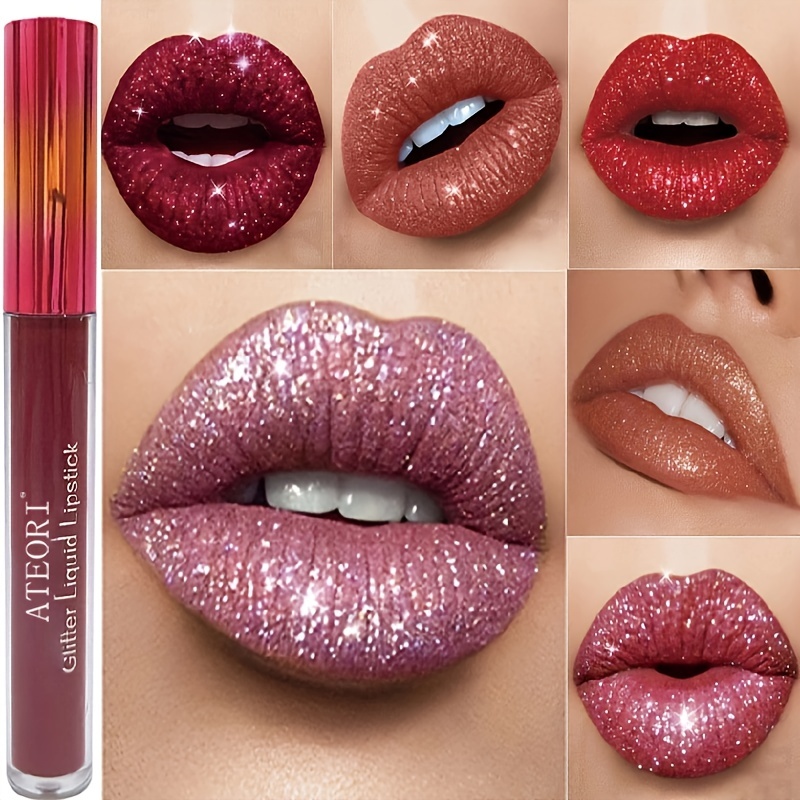 Cosmetics Lip Glitter Kit Long Lasting Waterproof Shiny Glitter
