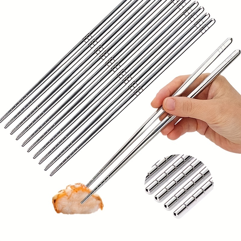 5PCS Reusable Chopsticks Non-slip Stainless Steel Chopsticks Set