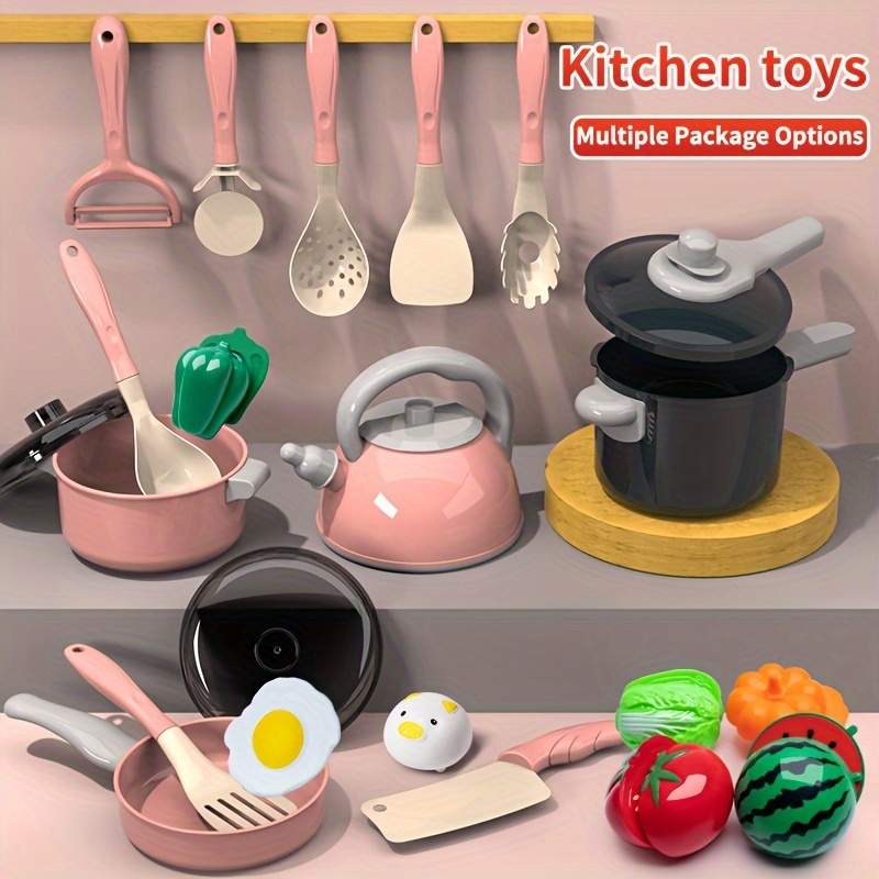 Juego de ollas y sartenes de juguete para niños, juego de cocina de  simulación, mini utensilios de cocina de acero inoxidable, juguetes de  desarrollo