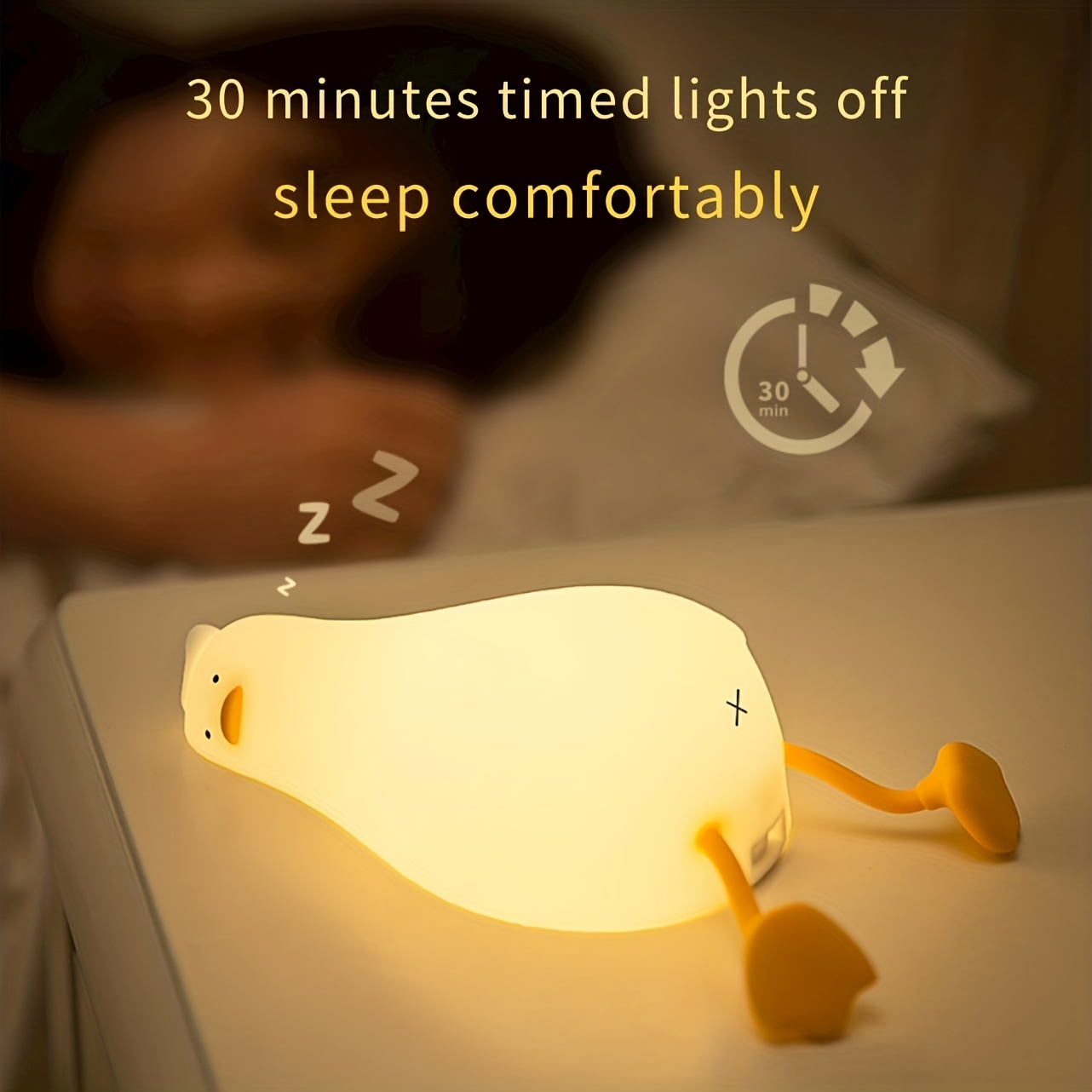 1pc Duck Night Light 3 Levels Dimmable Night Light Cute Light Silicone Soft Glow Duck Rechargeable Bedside Touch Light For Breastfeeding Decoration Lights