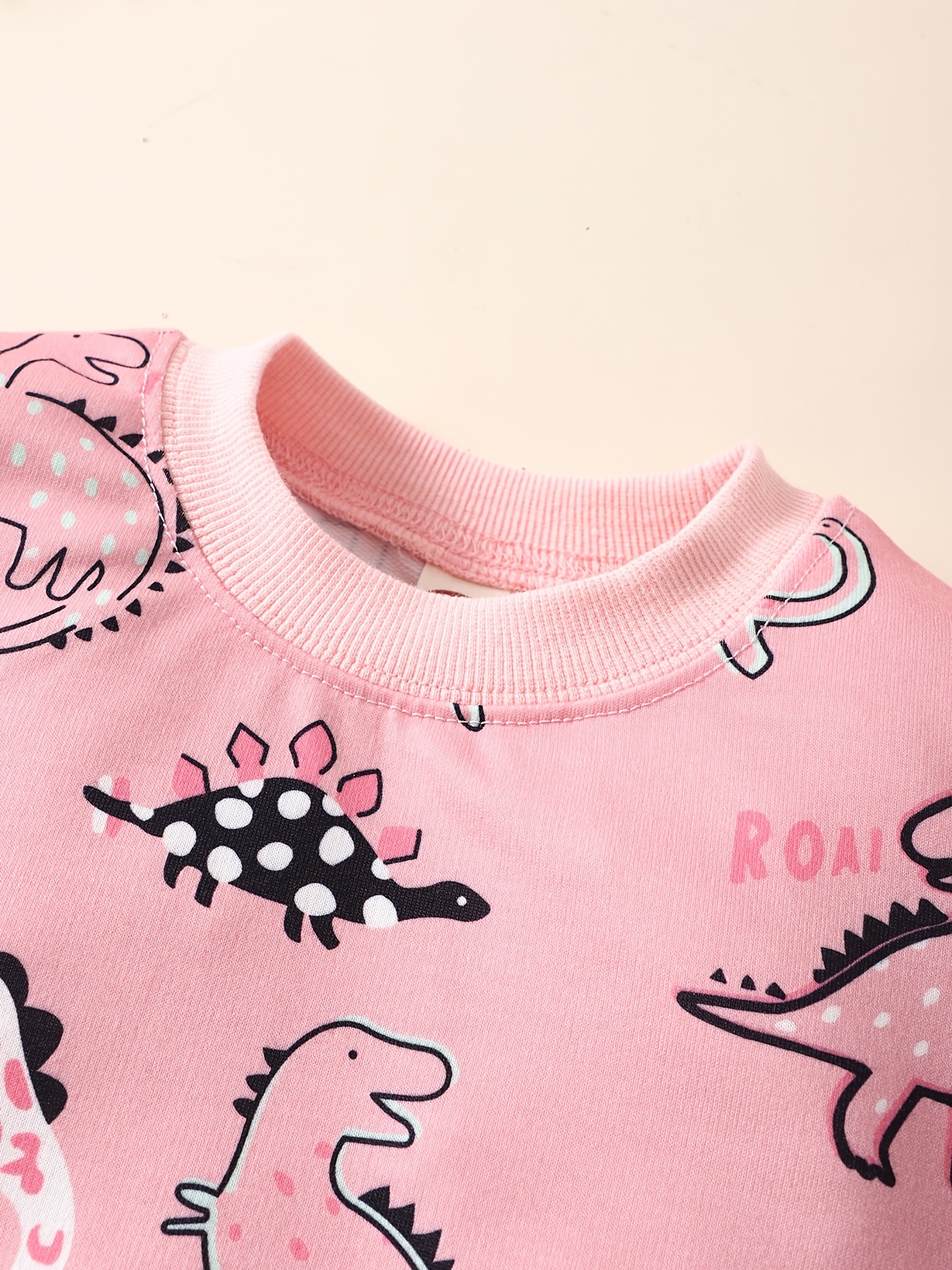 Baby Girls Dinosaur Print Pullover Round Neck Long Sleeve Temu Canada