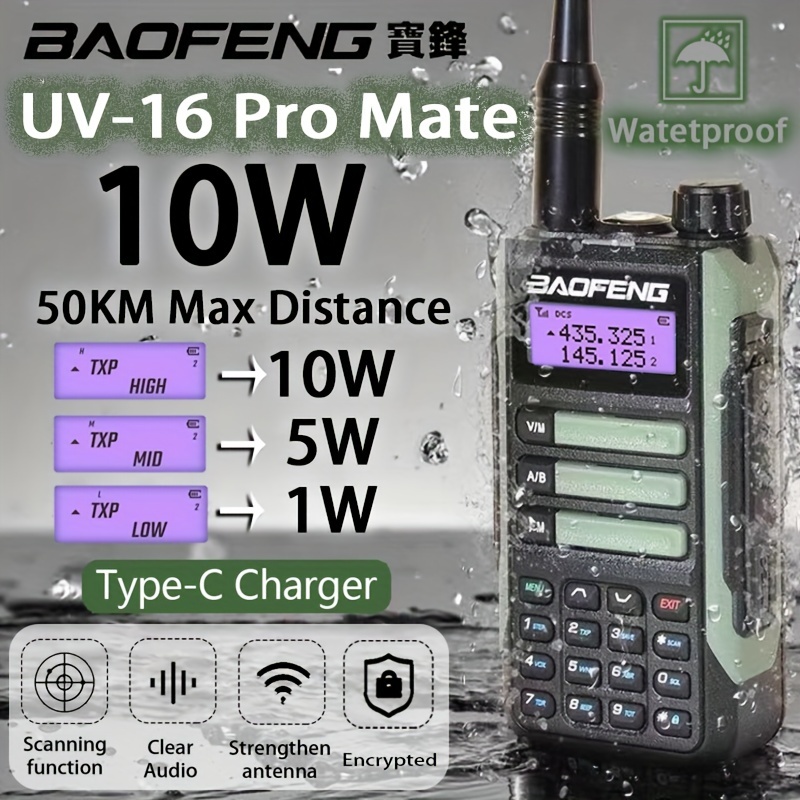 Baofeng Walkie Talkie Portátil Uv 10r V2 128 Canales Batería - Temu