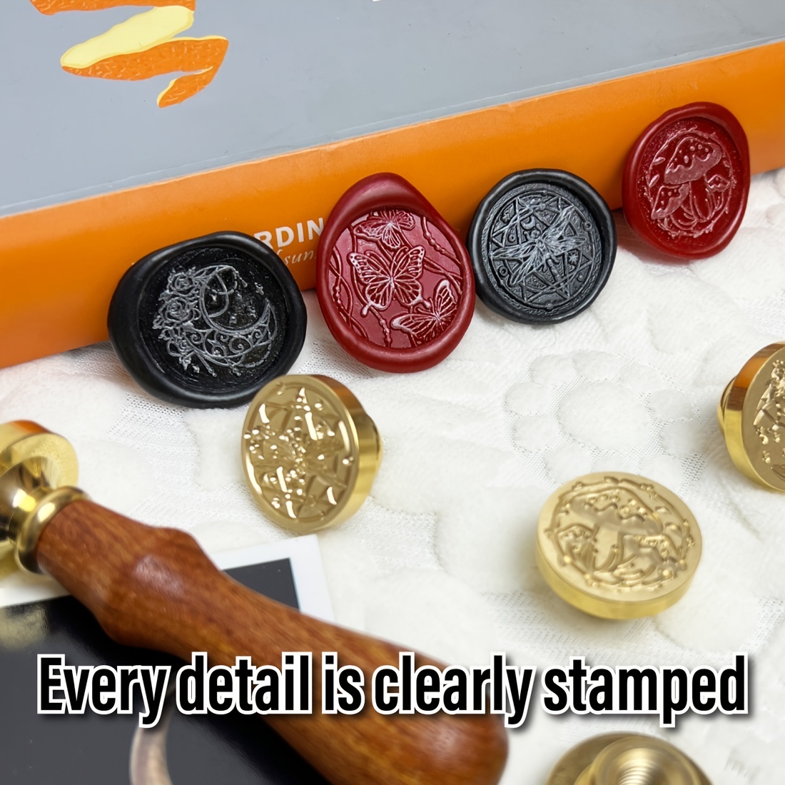 1PC Brass Sealing Wax Seal Stamp Removable Wood Handle Sun Retro 25mm for  Envelopes