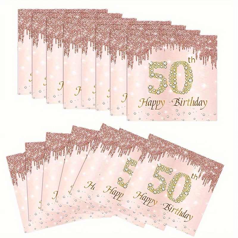 10 Serviettes en papier - Anniversaire Elegant - Blush & Rose Gold - Age au  Choix - Jour de Fête - Anniversaire Elégant - Top Thèmes