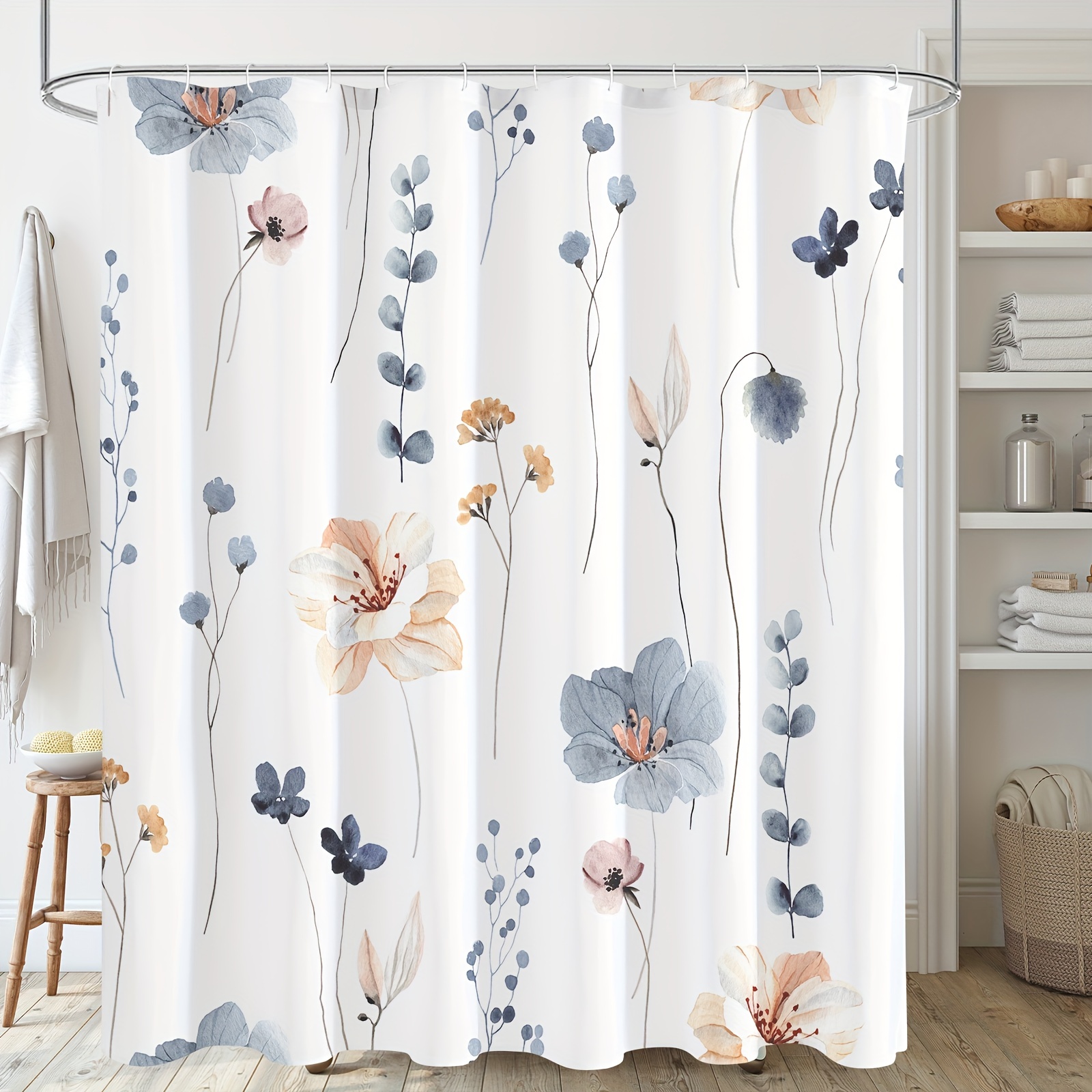 Grass Leaves Shower Curtain Waterproof Flower 12 Hooks Soft - Temu Canada