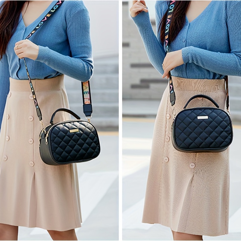 Argyle Embossed Shoulder Bag Faux Leather Waterproof Crossbody Bag