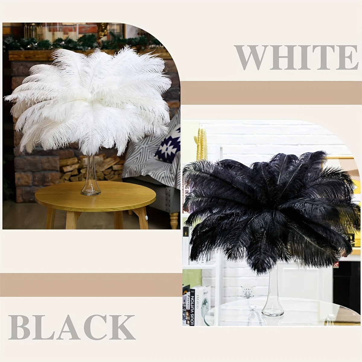 50 plumas de pavo real teñidas de 40 a 45 pulgadas para decoración del  hogar de Halloween, jarrones de novia, centros de mesa (negro)
