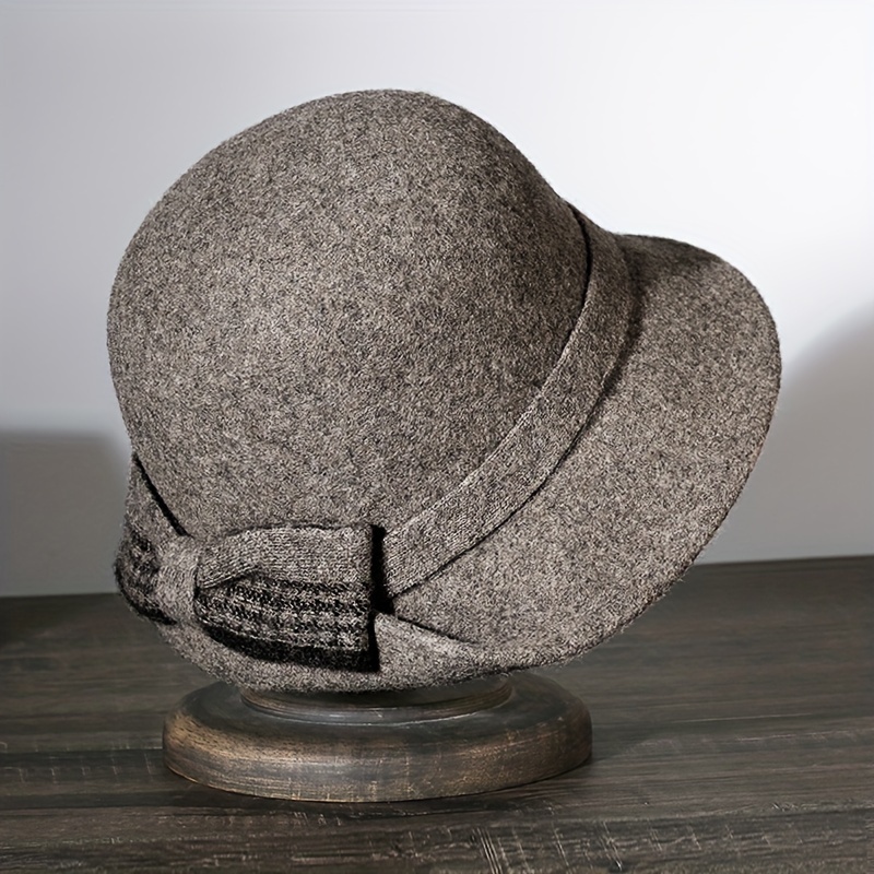 Elegant Bowknot Wool Bucket Hat Classic French Style - Temu