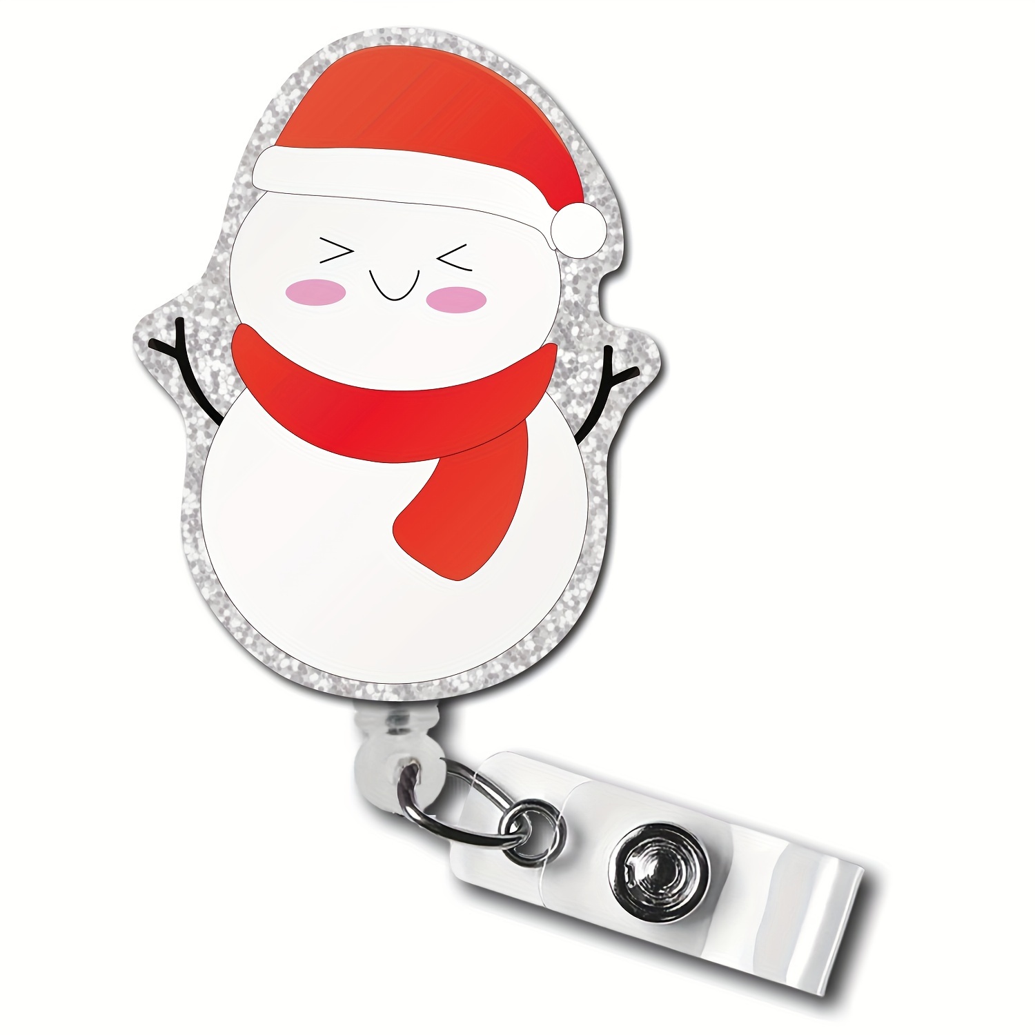  Badge Reel Retractable Clip for Nurse, Cute Snowman ID