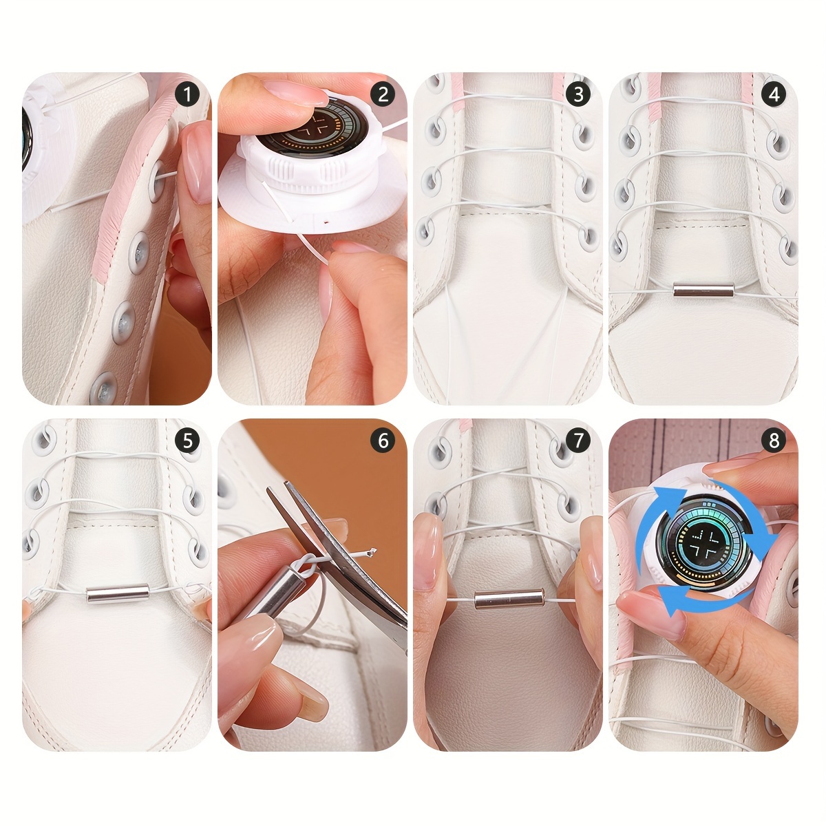 Easy-Install No-Tie Shoelaces with Rotating Buckles - Lightweight, Sporty Style for Sneakers & Boots