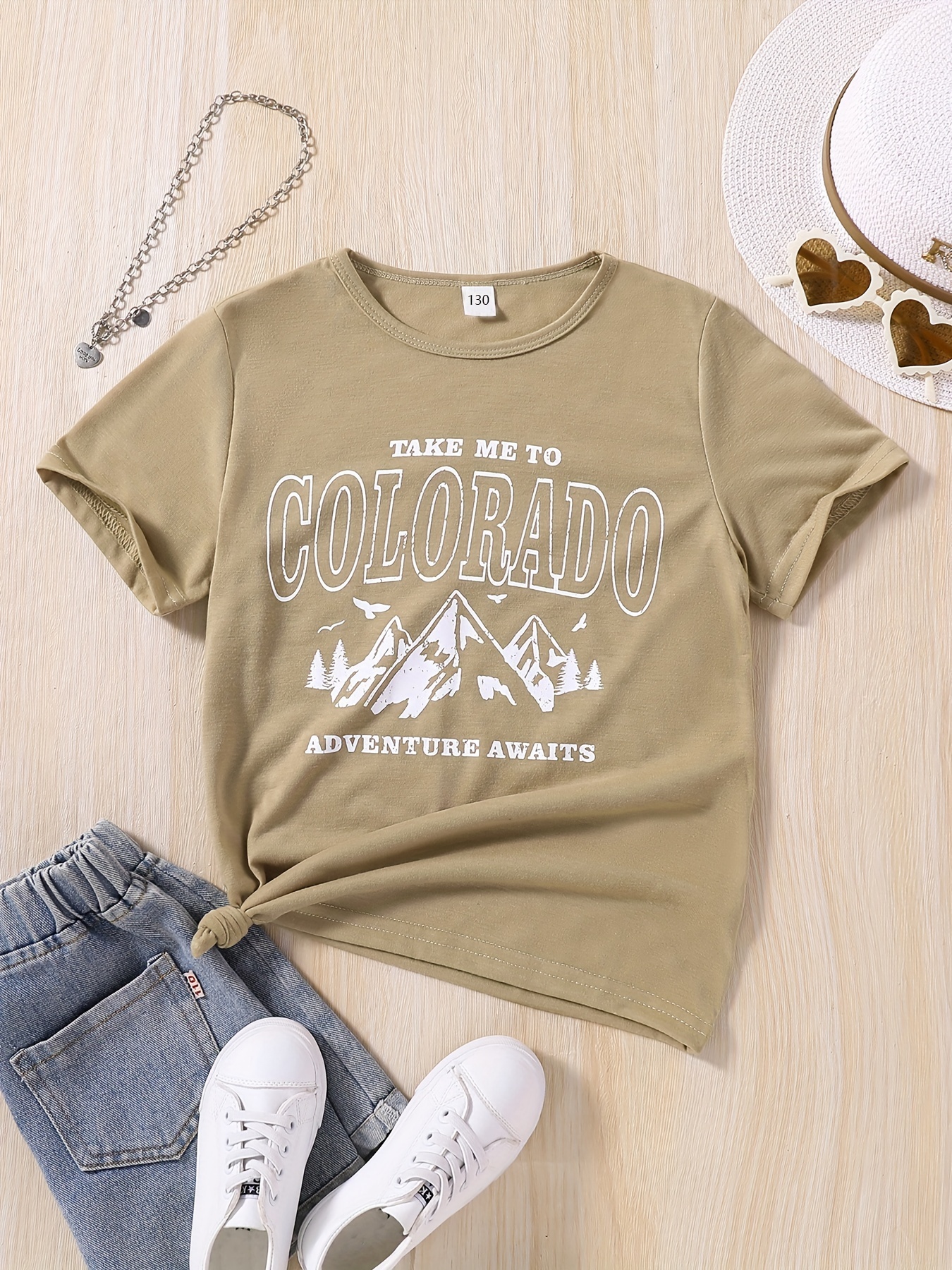 Girls Letter rockies And Landscape Graphic T-shirt Casual Round Neck Tees  Top Teen Kids Summer Clothes - Temu Japan