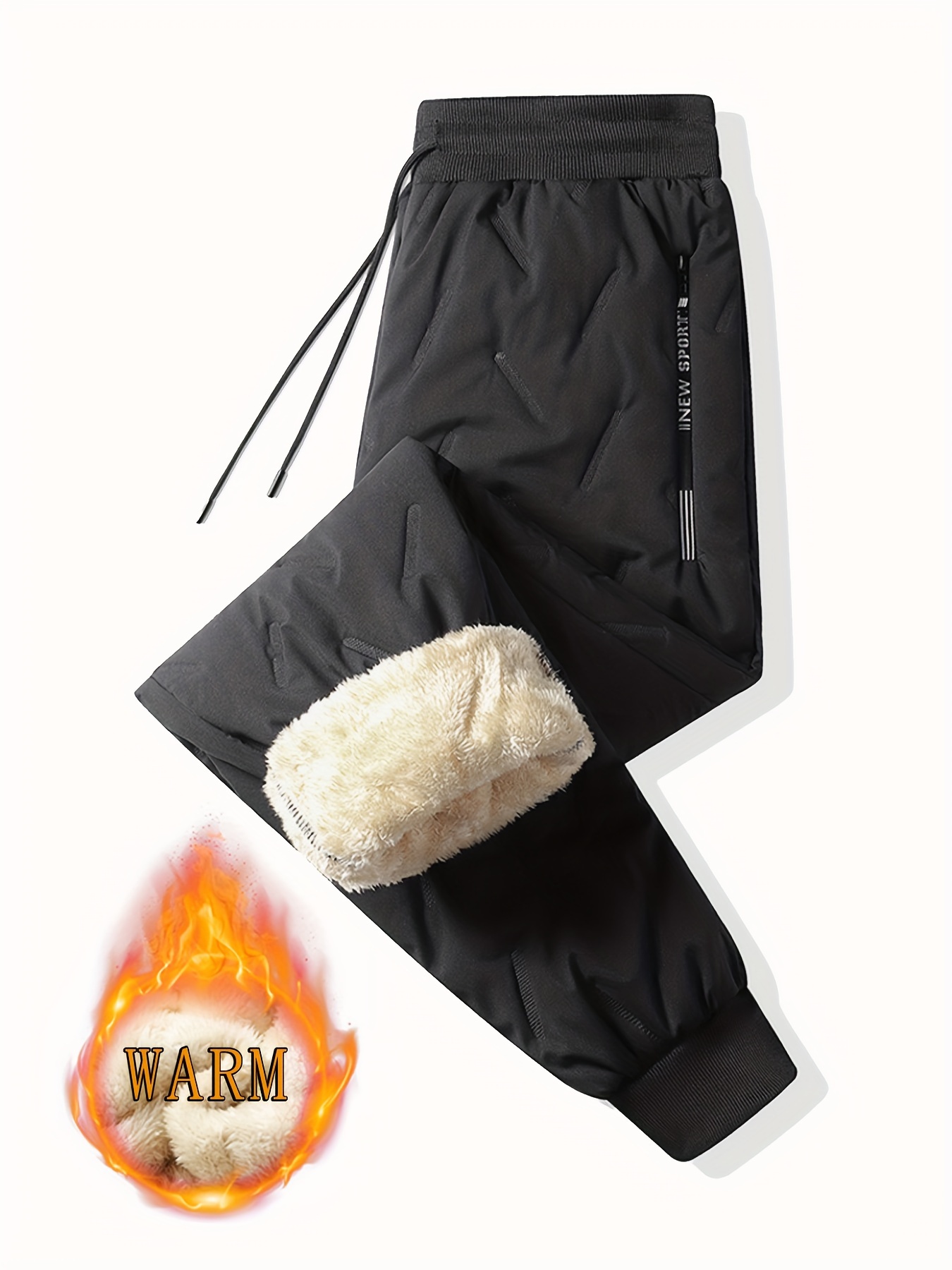 Men's Winter Warm Fleece Lined Pants Outdoor Sports Camping