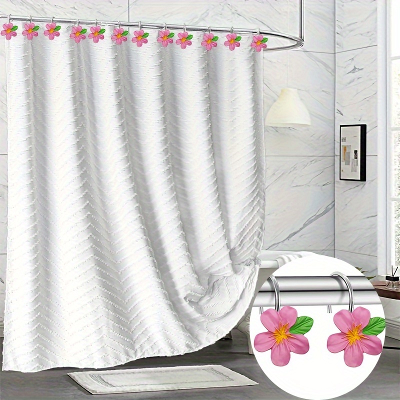 Resin Flower Hooks Decorative Shower Curtain Hooks Rustproof - Temu