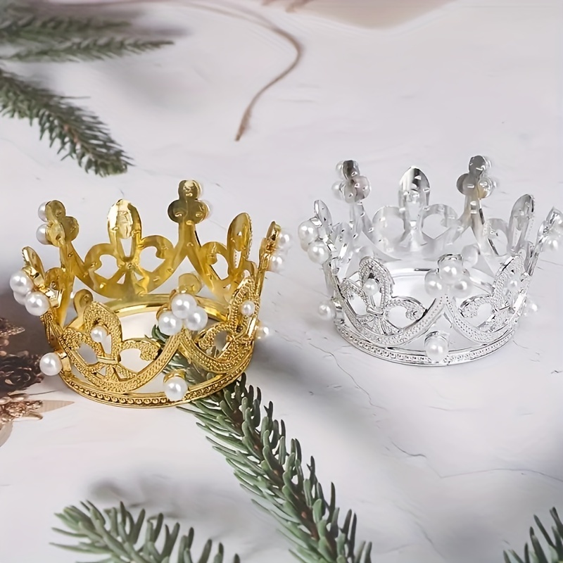 12 Pcs Crowns Rhinestones Decorative Glitter Mini Crowns Cake Decorations  Parties Supplies 