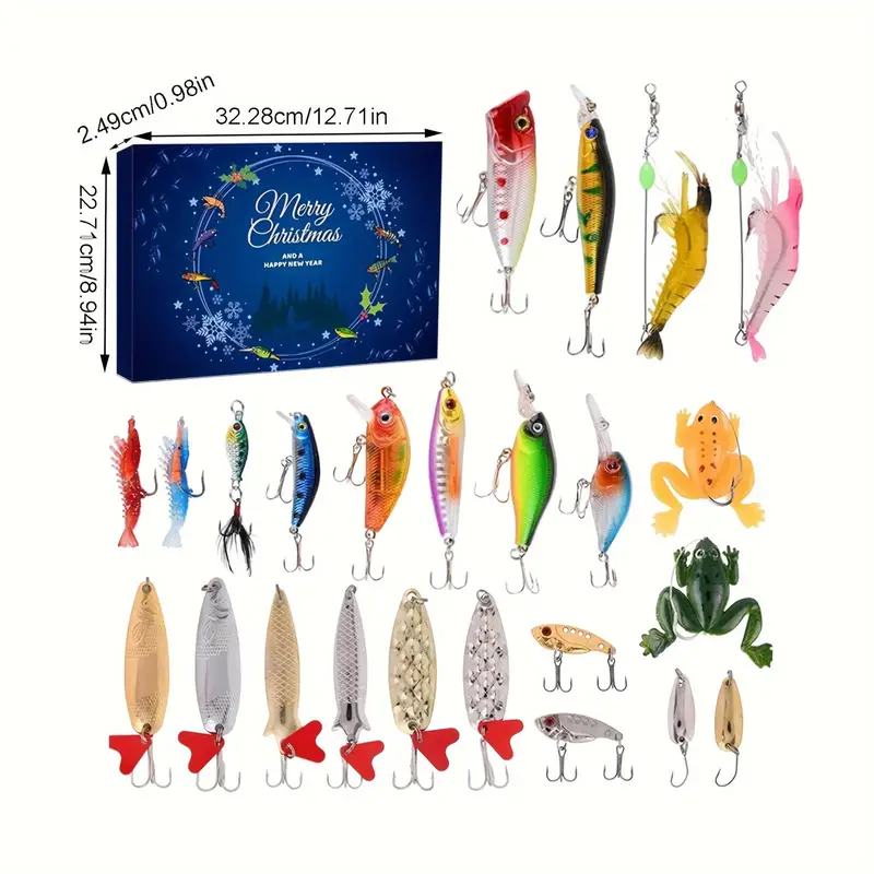 Christmas Advent Calendar 2023 Fishing Lures Set Fishing - Temu
