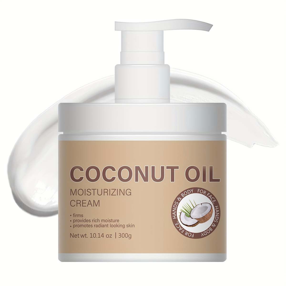 

300g Coconut Oil + Sodium Hyaluronate Face And Body Cream Deep Nourishment, Instant Hydration Lock, Silky-smooth Finish For All Types Skin For Face Body Hands Neck For Family Use ! With Plant Squalane