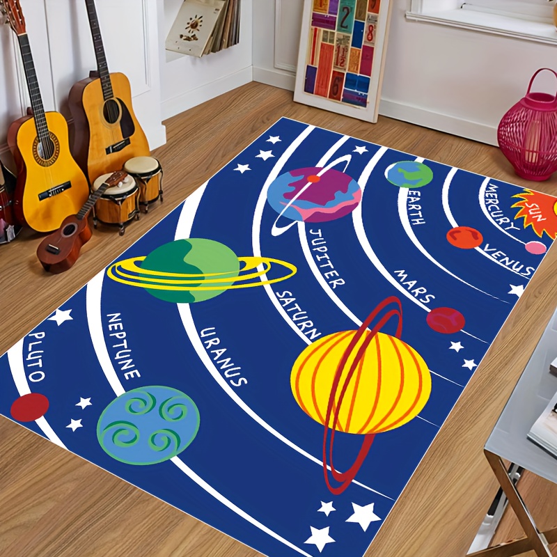 1pc Alfombra Infantil De Espacio Planetario Colorido - Temu