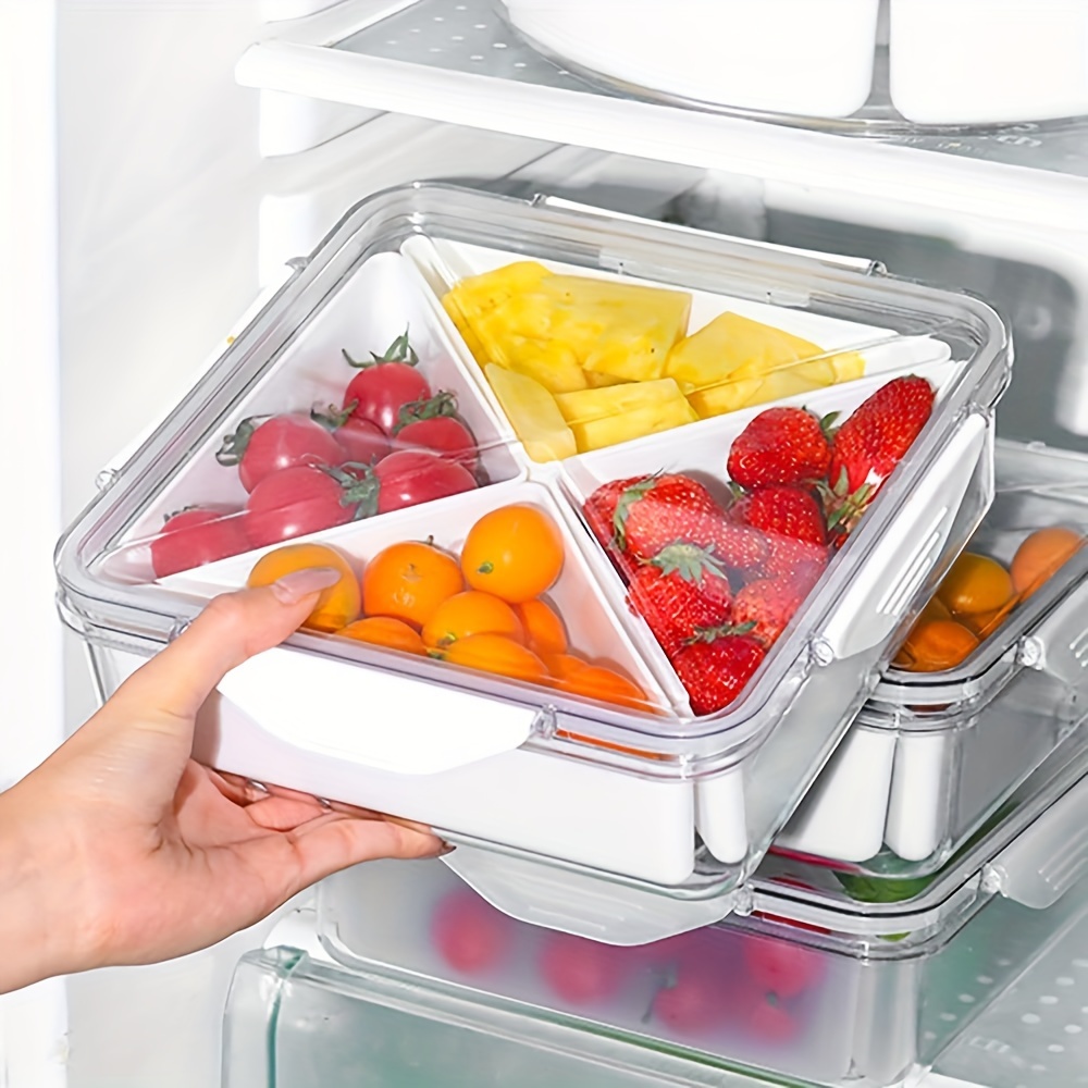 Storage Containers Veggie Tray Lid Divided Snack Box - Temu Canada