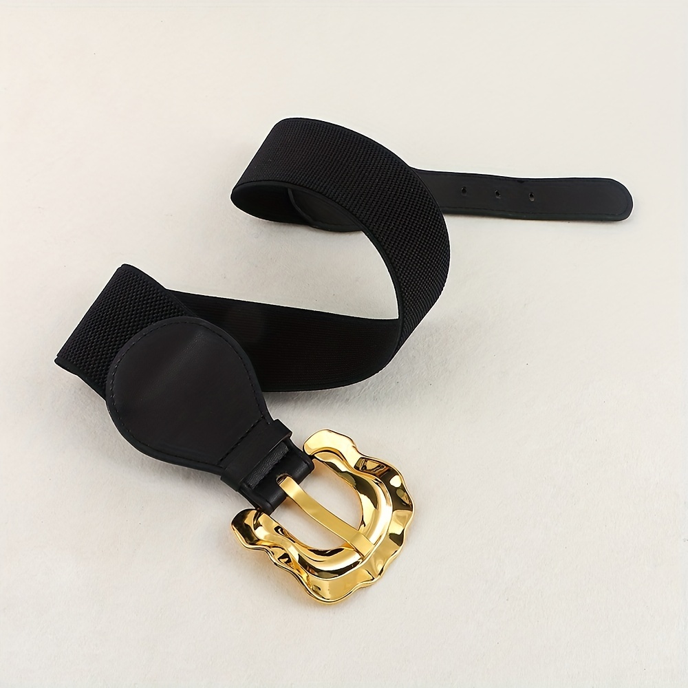 Geometric Wide Belt Elastic Vintage Waistband For Women