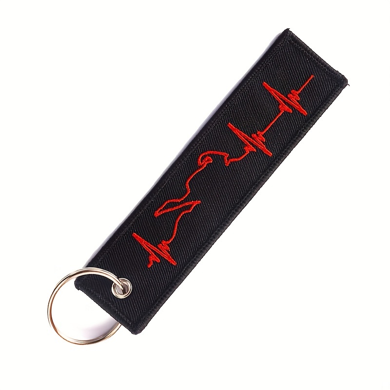 

Biker Heartbeat Keychain For Motorcycles And Cars Key Chains Embroidery Key Fobs Jewelry Fashionable Chain