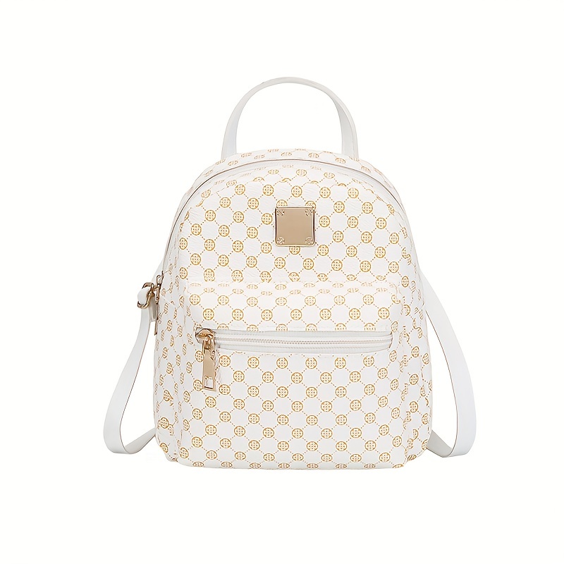Cute Zipper Backpack, Geometric Pattern Backpack With Adjustable Strap,  Handbag Coin Purse - Temu
