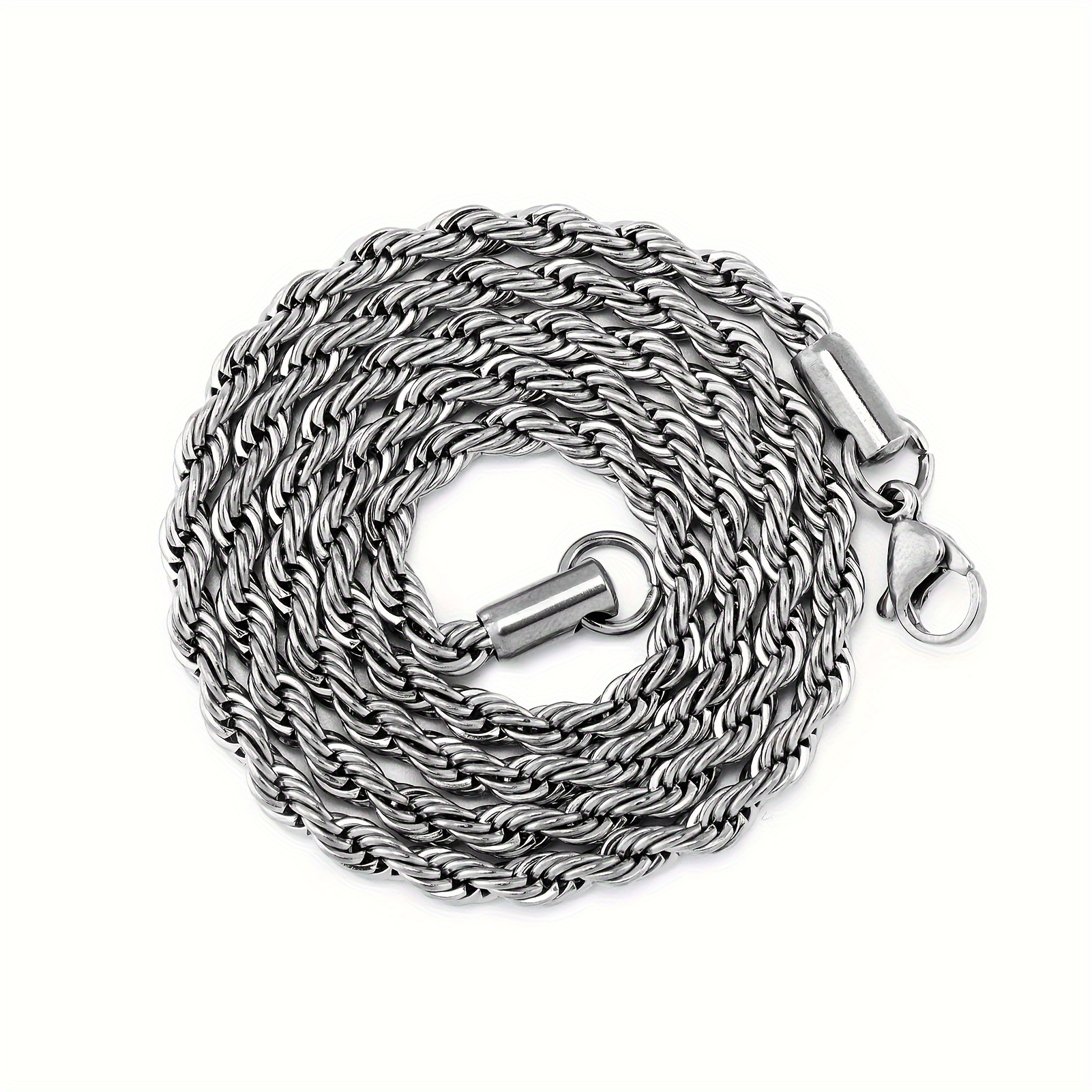 1pc Minimalist Stainless Steel Twisted Rope Necklace for Men's and Women's Daily Wear Decoration, Gift,4mm