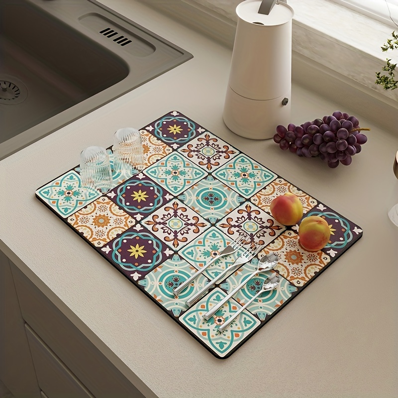 1pc Dish Drying Pad Bathroom Kitchen Drain Mat Diatom Mud Faucet Absorbent Mat