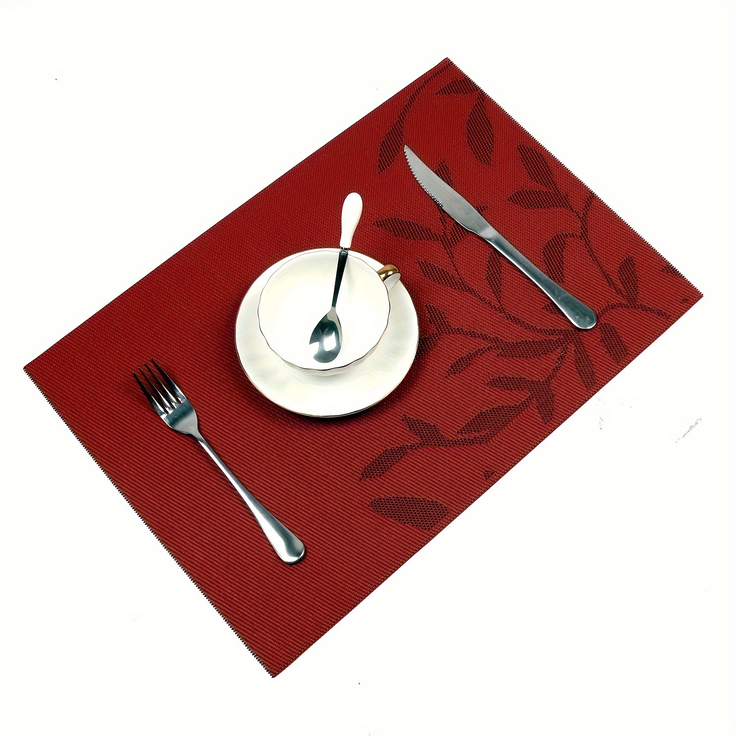 Placemats Set of 6, Red Vinyl Placemat for Dining Table, Home