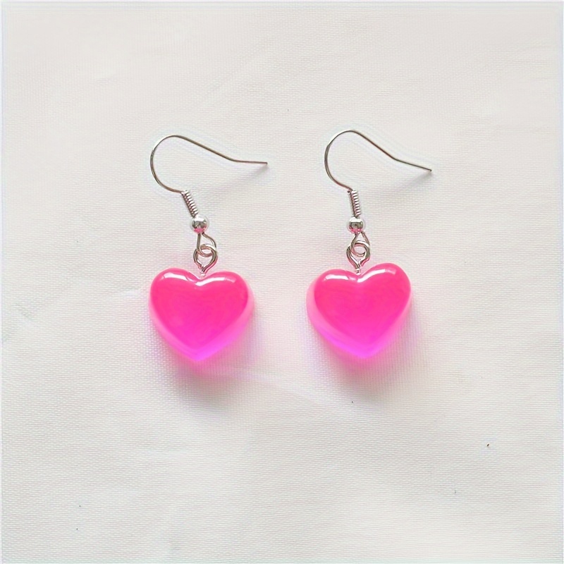 Image of 1 Pair Sweet And Fashionable Jewelry Creative Ins Cute Resin Love Earrings Candy Color Heart Earrings