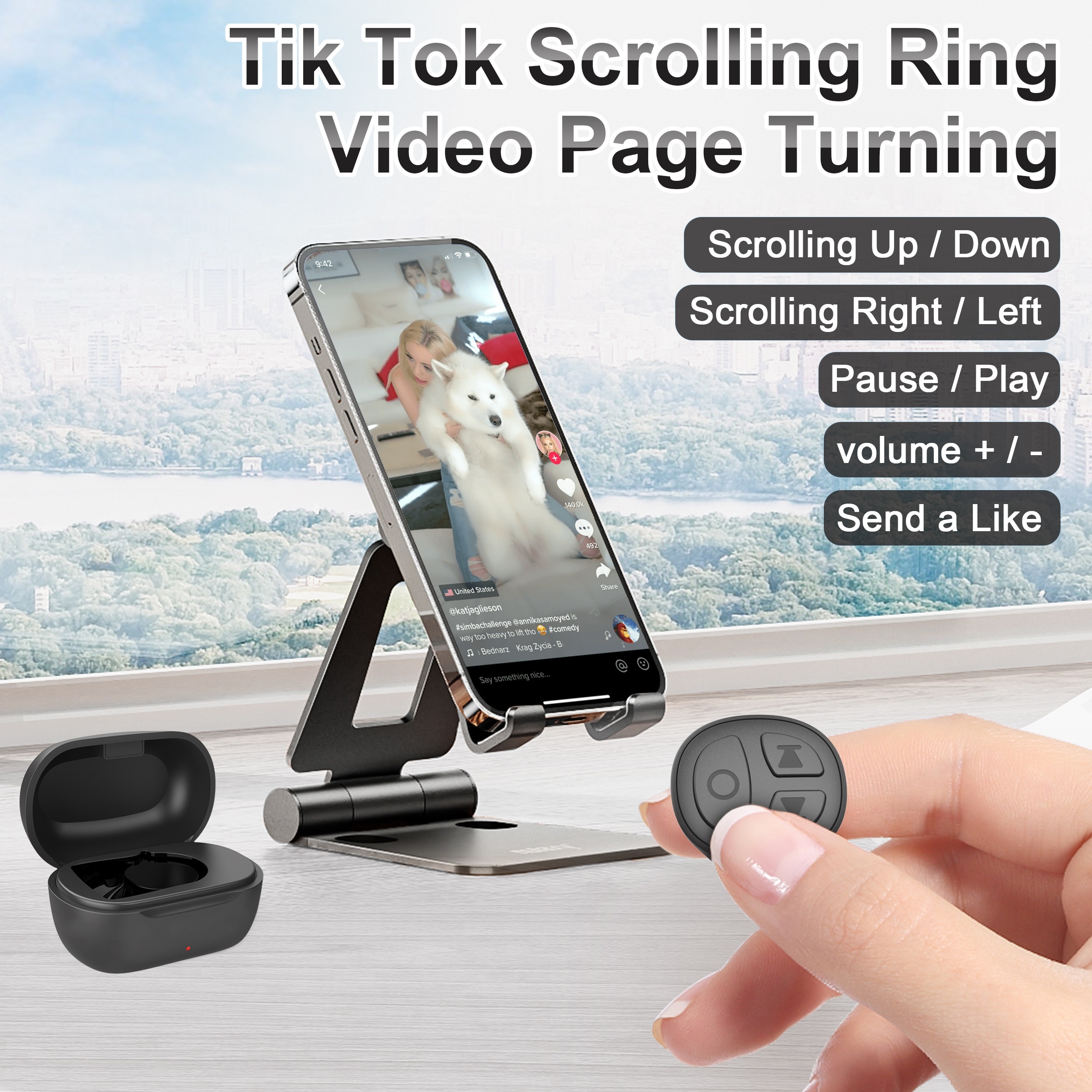  TikTok Remote Control Kindle App Page Turner, Bluetooth Camera  Video Recording Remote, TIK Tok Scrolling Ring for iPhone, iPad, iOS,  Android - Black : Electronics