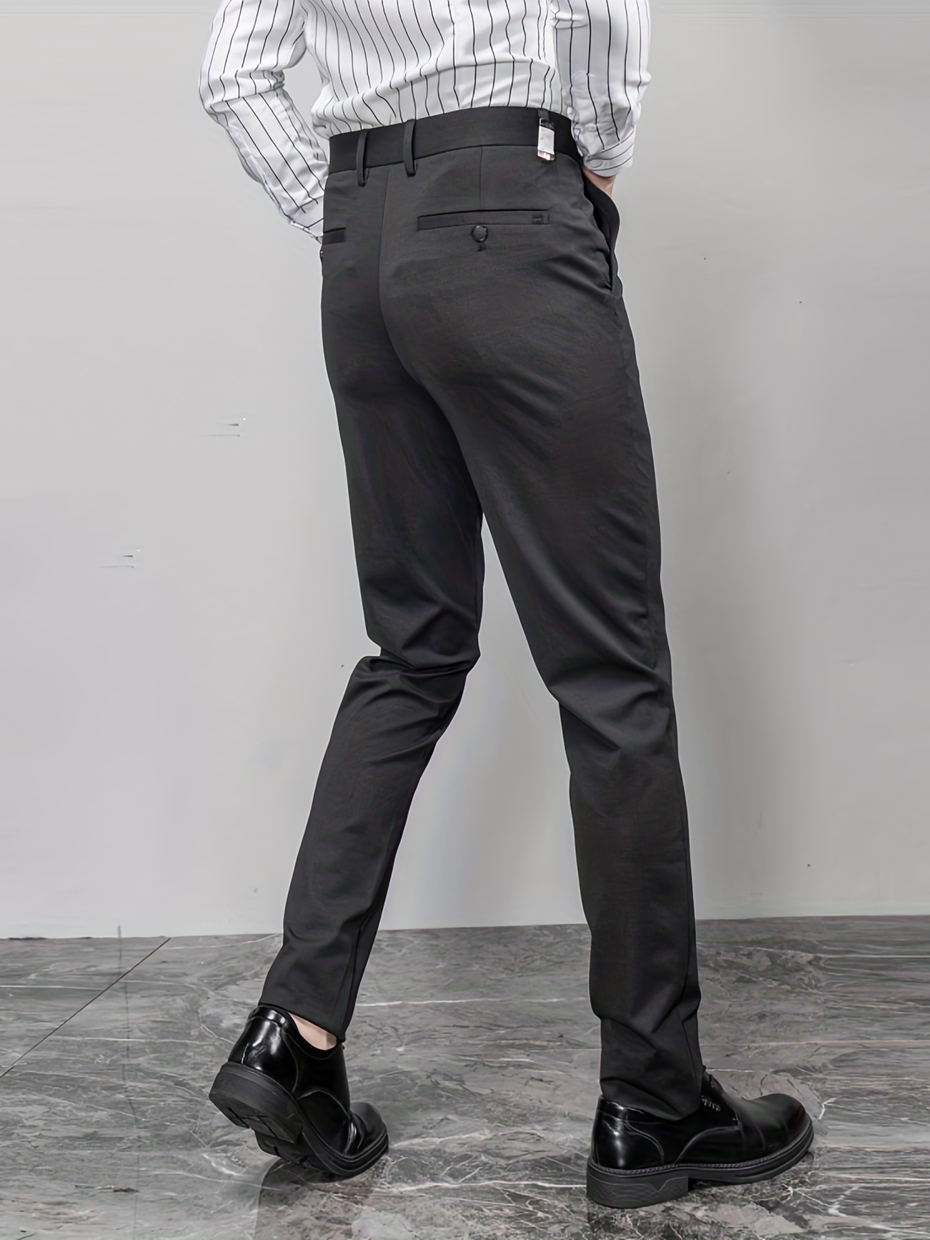 Men's Comfy Stretch Trousers, Regular Fit Pants For Business Formal  Occasion For Summer