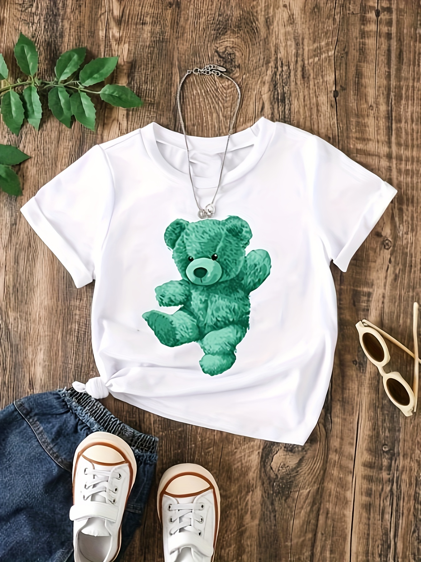 teddy bear-print T-shirt