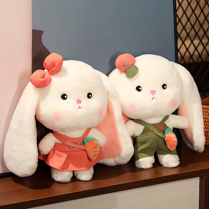 1pc cute long ears rabbit plush doll toy kawaii soft plush stuffed animal doll throw pillow birthday gifts for boys girls kids 4