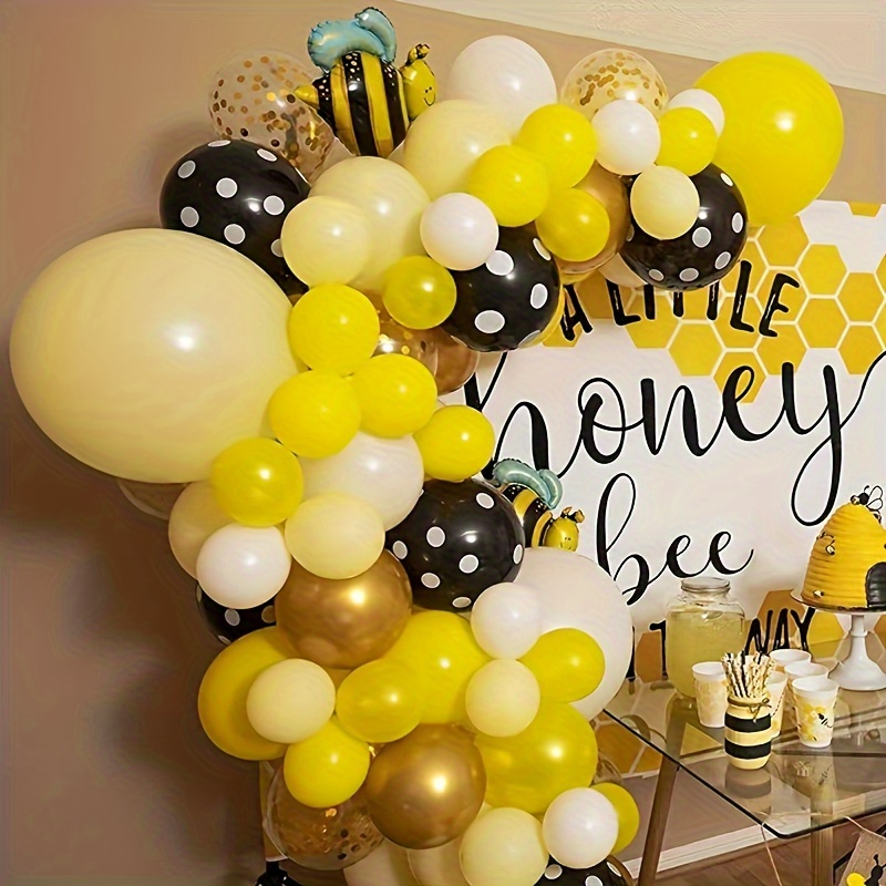 Bee Party Decoration Set Honey Bee Party Supplies Balloons Kit for Children Birthday Baby Shower Gender Reveal Bee Themed Party Decorations, Black