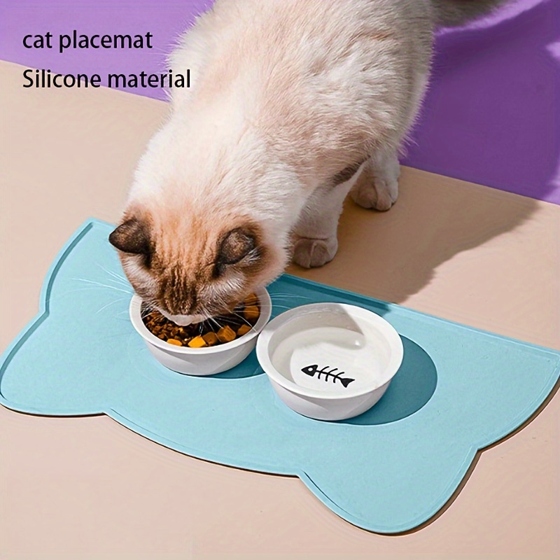 Cat Head Shaped Pet Feeding Mat, Anti Overflow Non-slip Cat Food Mat  Waterproof Leak Proof Cat Bowl Mat With Raised Edge - Temu