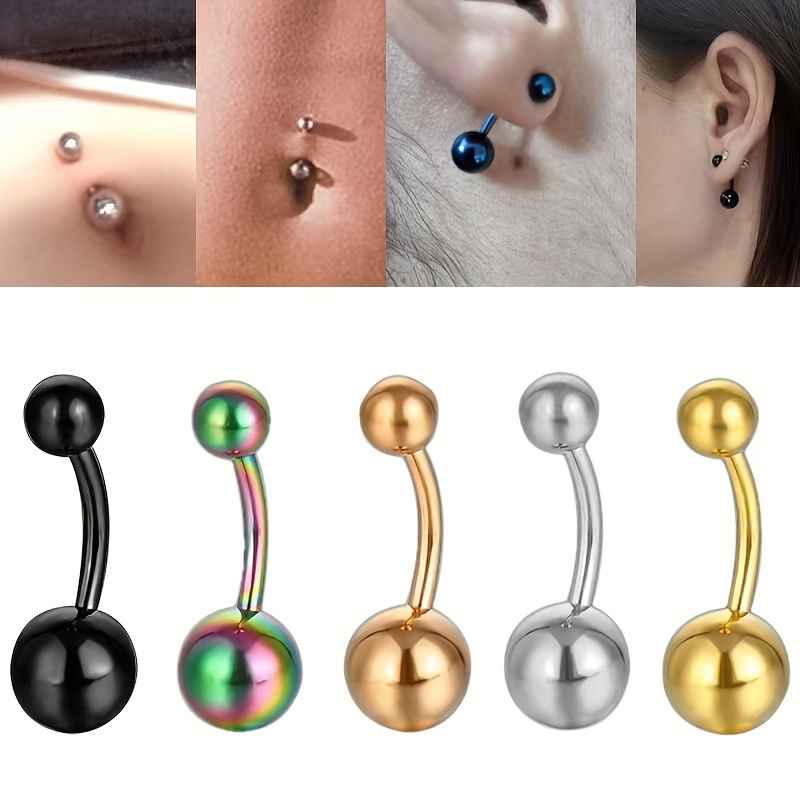 4pcs Stainless Steel Round Navel Ring Set with 4 Colors