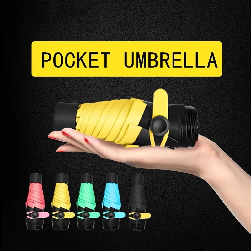 1pc Mini Umbrella Folding Umbrella Parasol Sunny Anti UV Small Pocket Size Waterproof Portable For Travel Rain Umbrella
