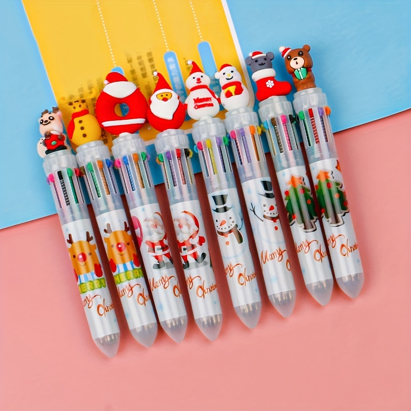 Christmas All in one Ballpoint Pen Cartoon Santa Claus Ten Color