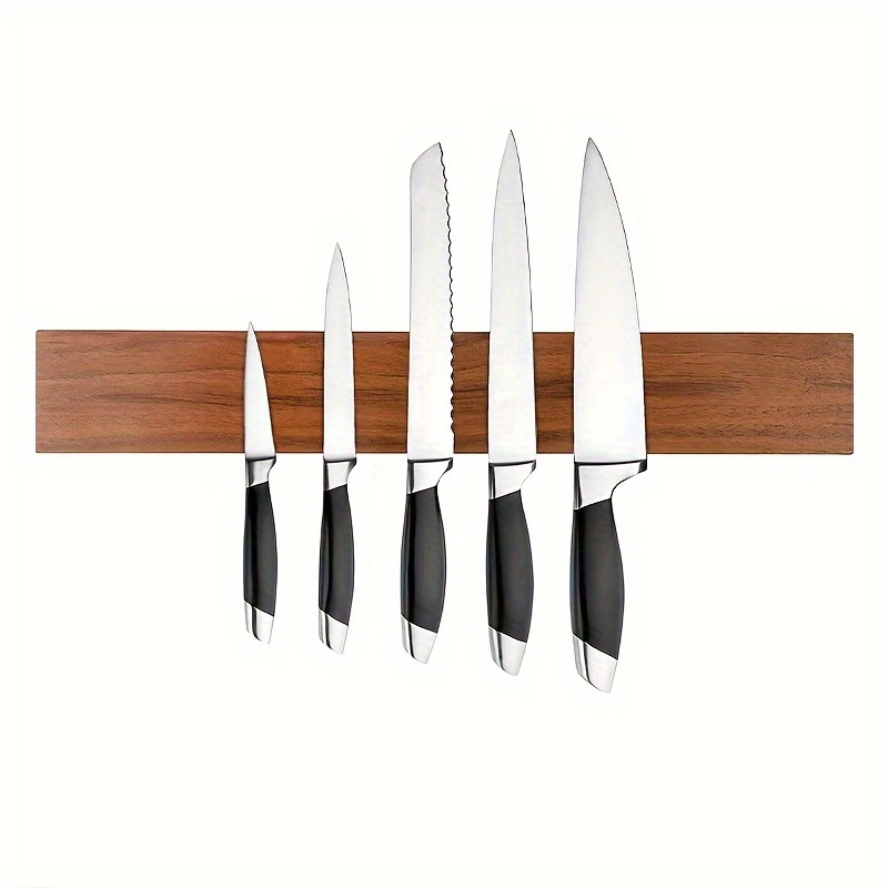 XINZUO-soporte magnético para cuchillos, herramientas de cocina de 40cm,  montaje en pared para Metal, bloque de madera maciza de nogal, potente  fuerza magnética