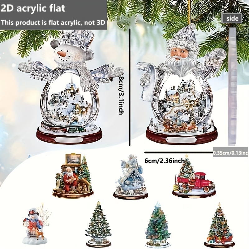

1pc 2d Creative Christmas Tree, Santa Claus, Hanging Crafts, Holiday Decorations, Holiday Gifts, Car Pendant, Home Decoration