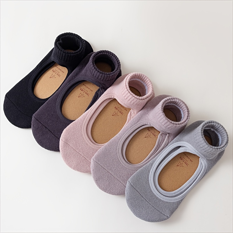 Solid Color Non Slip Yoga Socks Backless Shock Absorption - Temu