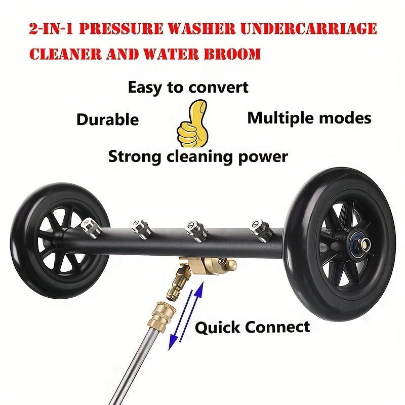 1pc Dual-Function Undercarriage Cleaner, Surface Cleaner For Pressure  Washer, 16.0inch, Underbody Car Wash Water Broom With 3 Extension Rods  4000psi